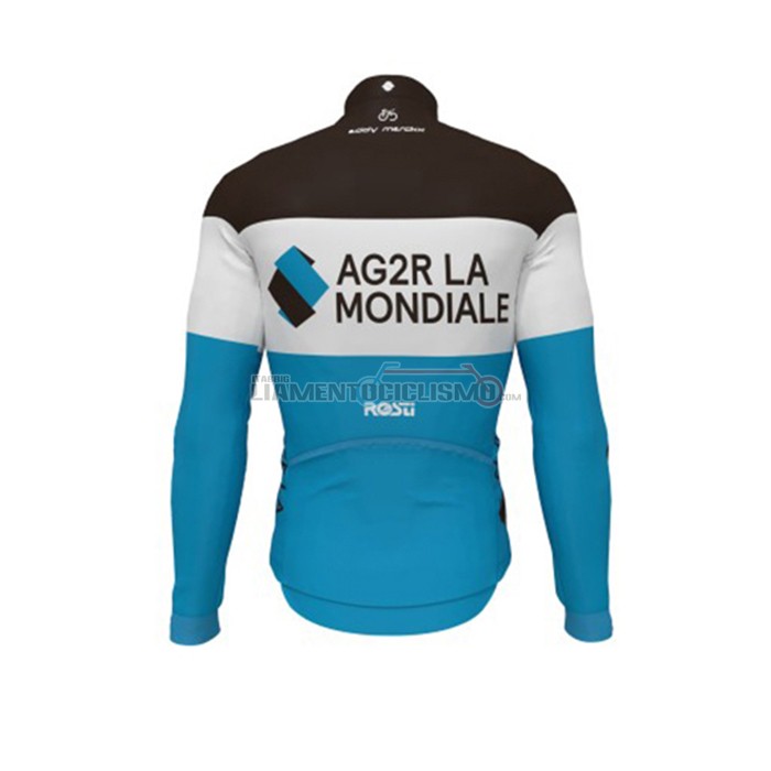Abbigliamento Ciclismo Ag2r La Mondiale Manica Lunga 2019 Nero Bianco Blu